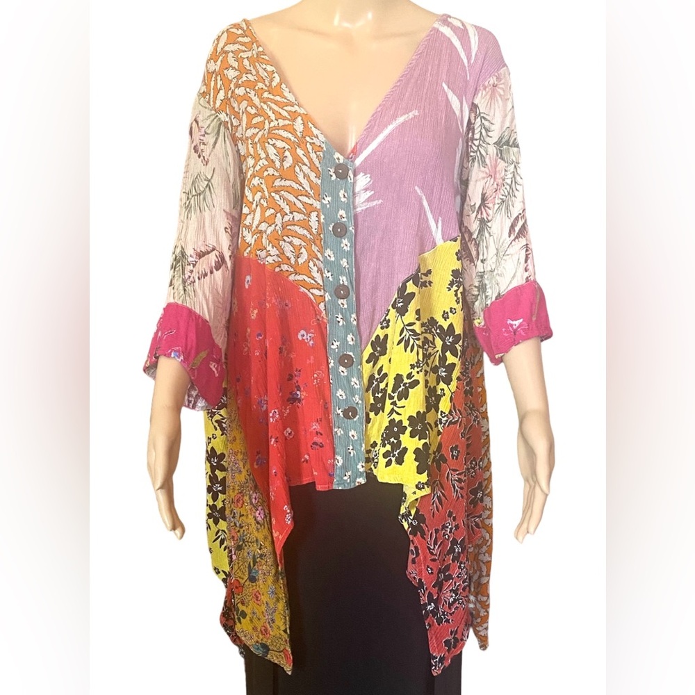 Sacred Threads Light Weight Patchwork Boho Long S… - image 6